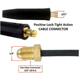 SÜA - 26V Series - 200 Amp - Air Cooled - TIG Torch with Valve - 25 feet 2-Piece Cable - LC40 Connector