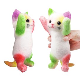 Big Hand Painted Cat Squishy Toys，Large Cute Ultra Soft Kitty Squeeze Fidget Toy for Stress Relief,Kawaii Squishies Sticky Animal Toy for Adults Kids,Decompression Sensory Balls Toys for Autism