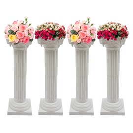 Wedding Roman Columns 2/4PCS, White European Decorative Columns, Wedding Landscape, Adjustable Height (34.65 inches), Sturdy Plastic Base, Event Backdrops for Parties, Gardens, Church Decorations (4)