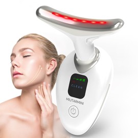 Facial Massager for Face and Neck, Red-Light-Therapy-for-Face and Neck, Face culpting Wand with 7 Color, at-Home Face Tool for Skin Care, Christmas Gifts for Women