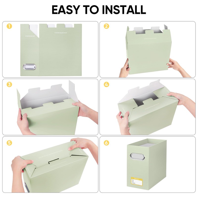 BALEINE File Organizer Box, Cardboard File Folder Organizer with Handle