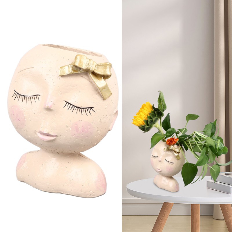 Face Flower Pot Head Planter Pots Resin Succulent Planter with