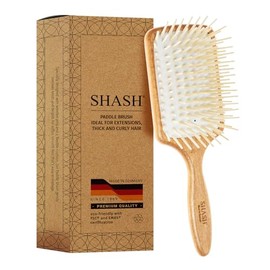 Made in Germany - SHASH Large Paddle Hair Brush, Thick And Curly Hair - Detangler With Long Pins & Rubber Cushion - Helps Detangle Knots, Eliminate Frizz, Reduce Pulling & Snagging