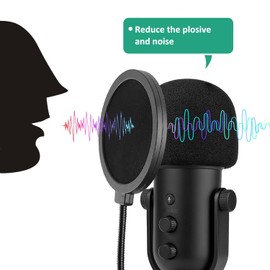 Rigych Microphone Pop Screen with Foam Windscreen Microphone, Professional Microphone Pop Filter and Windshield for Razer Seiren V2 Pro Mic