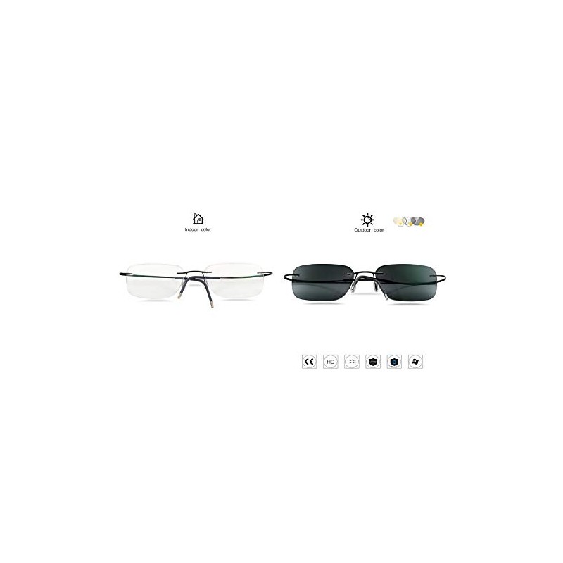 PLOPLO Photochromic Titanium Glasses Reader (Black, +1.0)