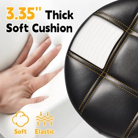 Gold Rolling Stool Comfortable - Super Soft Thick Seat Cushion, 360°Height Adjustable, Smooth Silent Rolling, Durable Rolling Stool Chair with Wheels for Salon Vanity Massage Medical, 400LBS (Black)