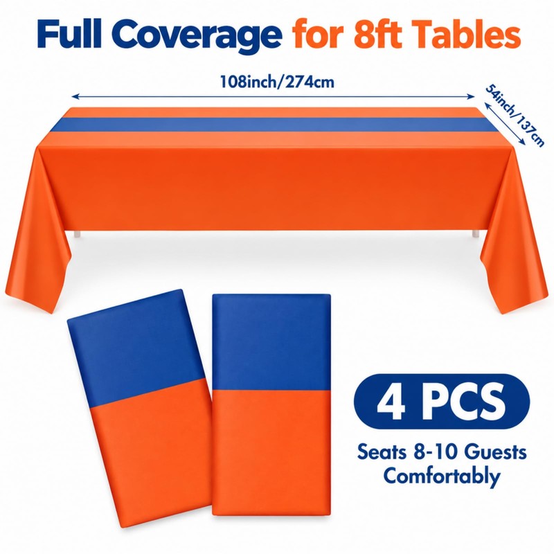 Oudain 4 Pcs Blue and Orange Tablecloth Party Anime Theme