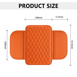 Stacool Upgraded Car Center Console Cover, Microfiber Leather Armrest Cover Cushion with 2 Storage Bags, Universal Car Armrest Storage Box, Orange