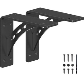 7 inch x 6 inch Heavy Duty Shelf Brackets , Max Load 1100 Lbs ,Premium Alloy Metal Mantel Brackets (Set of 2) Fireplace Mantel Brackets - Countertop Support (7" x 6" )