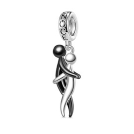GNOCE Charm Pendant Lover Hugging Romantic Charms 925 Sterling Silver Jewellery Gift for Girls Wife Daughter Matching Bracelets / Necklace, Silver