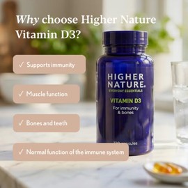 Higher Nature Vitamin D3 - Supports Immunity - 120 Capsules