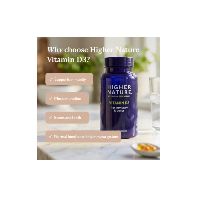 Higher Nature Vitamin D3 - Supports Immunity - 120 Capsules
