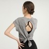 Sleeved Yoga Top with Cross-Body Design Yoga Top Gray/L