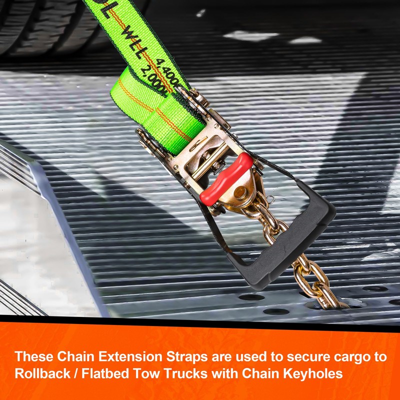 Mimanchi 2" x 16' Tie Down Strap with Chain Extension