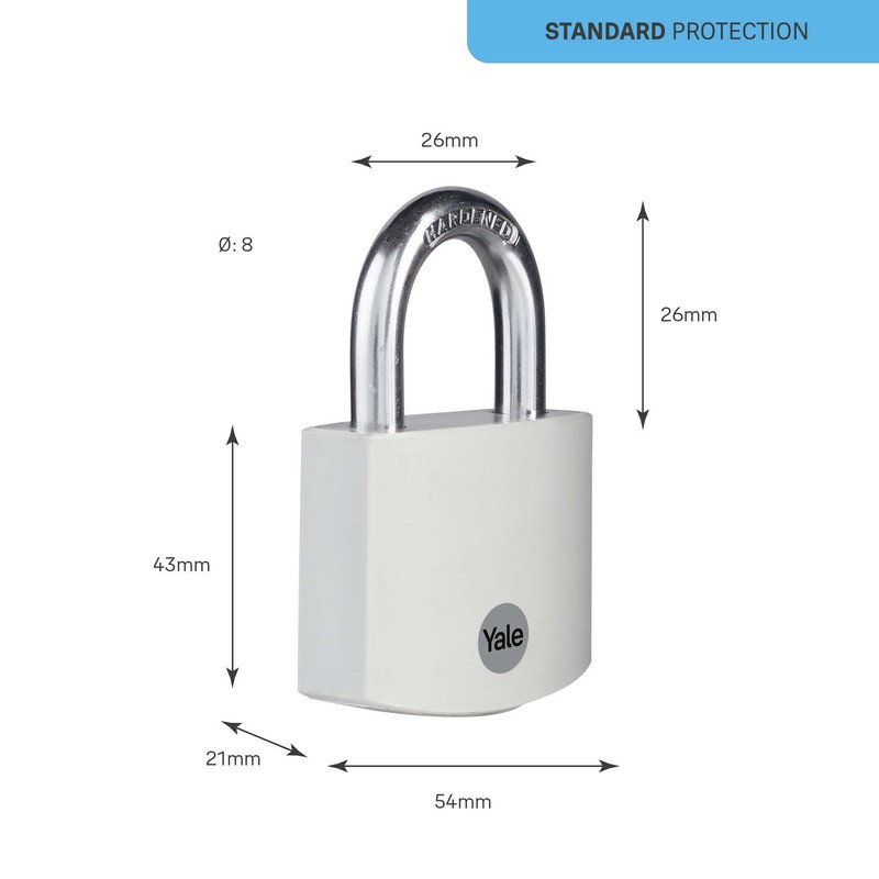 Yale - YE3B/50/126/1/GR Standard Security 50mm Aluminium Padlock - Grey