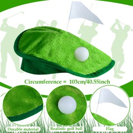 Funny Golf Hat Golf Party Costume Accessories Novelty Golfer Beret Hat with Golf Ball Flag for Golf Party Supplies (4 Set)