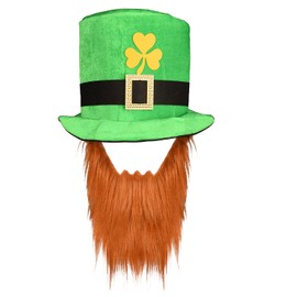 MFUOE Leprechaun Beard Hat with St. Patricks Day Green Hat for St. Patricks Day Ireland Green Theme Party Lucky Hat Festival Accessories