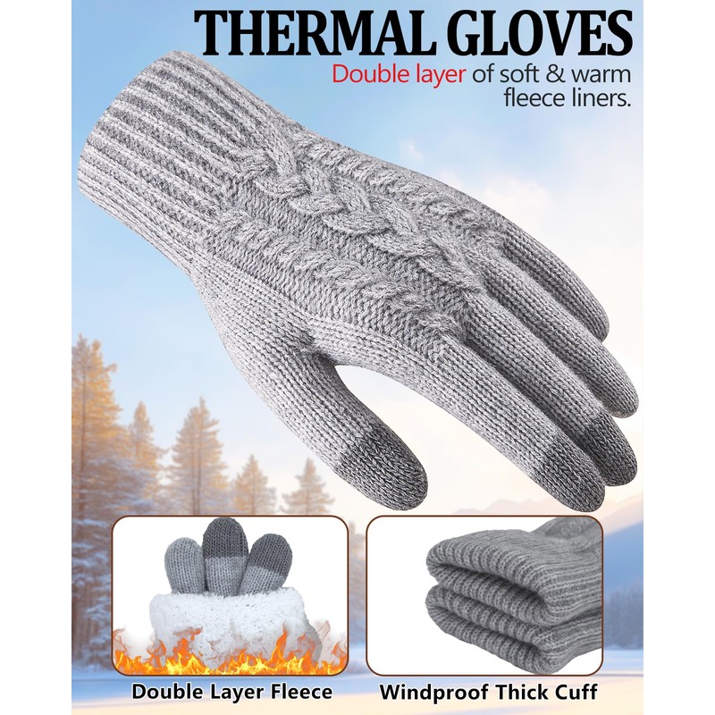 ZNRZNR Winter Gloves for Women, Touch Screen Cold Weather Thermal