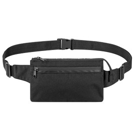 Waist Bag with Extra Long Strap, Max Adjustable Strap, Plus Size Shoulder Bag, Extended Length Waist Bag for Travel, Hiking, Running, Sports, Black (Black), Black, XXL, black