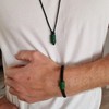 Dunkelgrüne Jade-Halskette und Armband für Männer, handgefertigter Schmuck