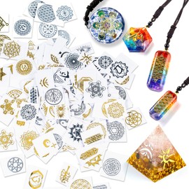 Sacred Geometry Copper Orgonite Stickers Pyramid Art Resin Filler Supplies Pack of 160 Lot, 0.8-1.6inch