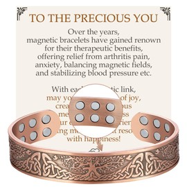 Feraco Copper Bracelet for Men, 18X Enhanced Strength Magnetic Bracelet with 3800 Gauss Neodymium Magnets, Pure Copper Cuff Bangle, Adjustable Jewelry Gift (Life Tree)
