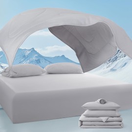 Breescape Cooling Comforter Set - Ultra Comfort 3pcs with Twin Size Cooling Blanket, Wrinkle-Free Deep Pocket Fitted Sheet, 1 Breathable Pillowcase for Skin and Hair Bedding Set, Misty Gray