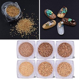 6 Pots/Set New Irregular Mixed Size Cork Powder Wood Dust Nail Art Decorative Glitter 3D UV Gel Polish DIY Manicure