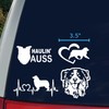 Australian Shepherd Decal 4 Pack: Haulin' Auss, Aussie Heartbeat, Australian