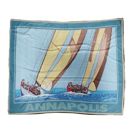 Northwest Art Mall Annapolis Two Sailboats Ultra Fleece Bed Sofa Travel Cozy Blanket from Watercolor by Artist David Linton 60" x 80".