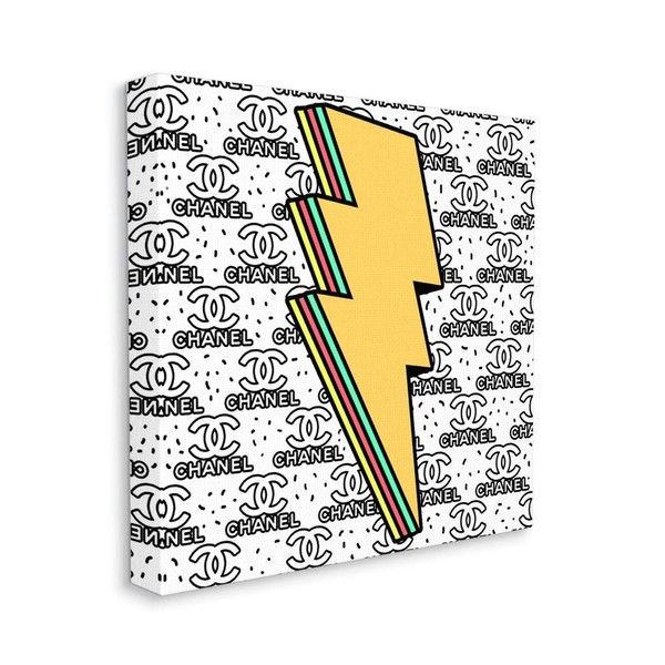 Stupell Industries Fashion Lightning Bolt Symbol Over Glam Pattern Wall