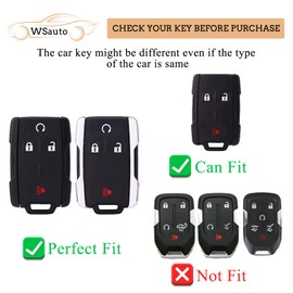WSAuto Key Fob Cover Keychain Kit for Chevy Colorado Silverado GMC Canyon Sierra Accessories Keyless Entry Remote Start Black