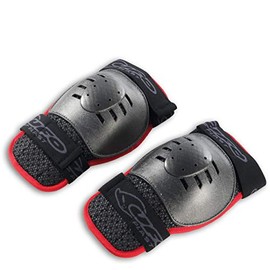 UFO PLAST Made in Italy SK09076 Knee Guards/Lite and Compact/Plastic Pads/One-Size fits All/Multisport/High Resistance Plastic Material with Adjustable Straps. / Color: Black with Red