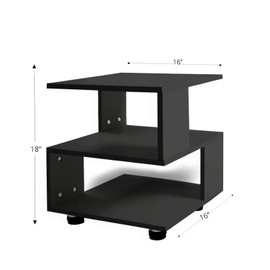 Jerry & Maggie - Magic Cube Nightstands Japanese Tatami Classic Modern Fashion Style - 2 Tier Rectangle Hallow Design Night Stand Storage Bedside Table Storage Black