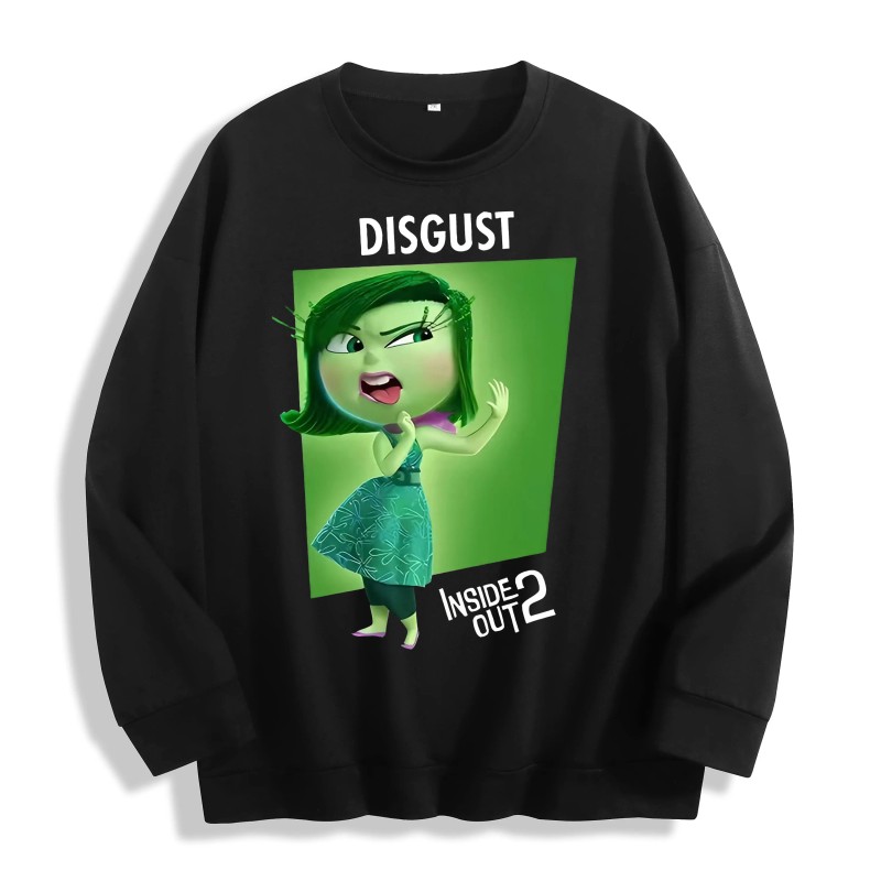 Inside Out 2 Disgust Character Graphic Crewneck Sweatshirt, US Warehouse,