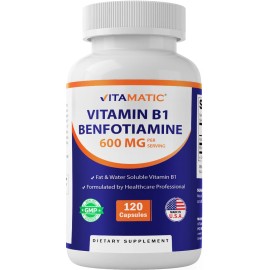 Vitamatic Benfotiamine 300mg + Vitamin B1 300 mg - 120 Vegetable Capsules