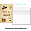 Soiceu Pirate Birthday Party Invitations with Envelopes Set of 20