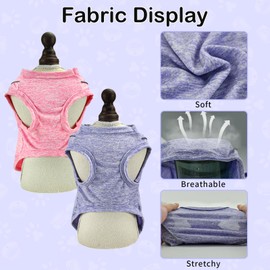 Vehomy 2 Pack Quick-Dry Dog Summer T-Shirt With Reflective Strips - Breathable Cooling Tank Top, Pet Sun Protection Clothes for Dogs Cats, Pink & Purple XXL