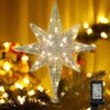 LAMPHOME Christmas Star Tree Topper, Lighted 14.5” Gold Star Tree