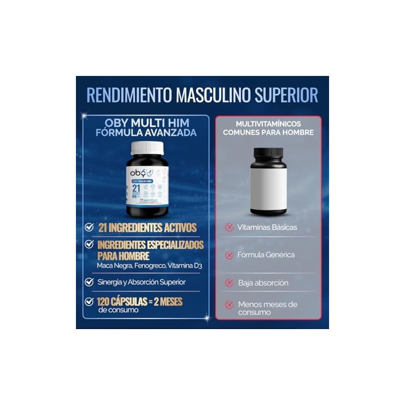 OBY Multivitaminico Hombre con Magnesio Maca Negra y Creatina 120