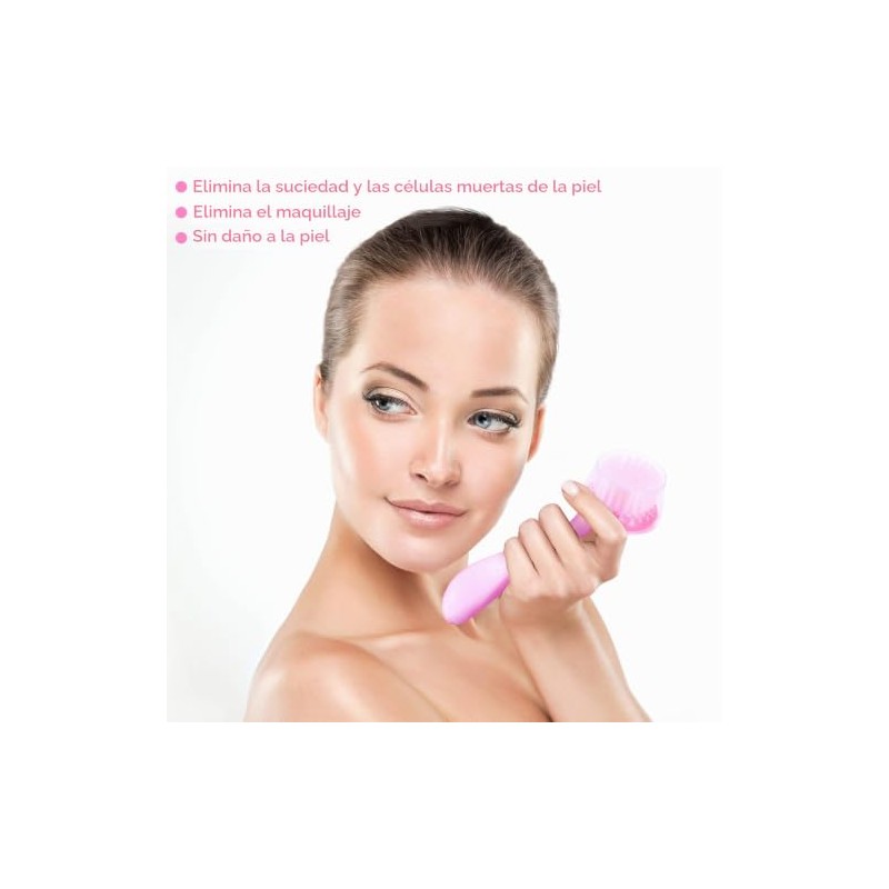 3 cepillos de limpieza facial con mango acrílico, exfoliante facial
