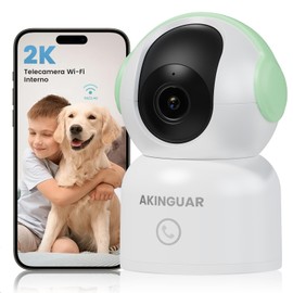 AKINGUAR Indoor Surveillance Camera, 2K/3MP HD WiFi Indoor Camera, IP Camera with IR Night Vision, Car Tracking, 2-Way Audio, Compatible with Alexa, Green