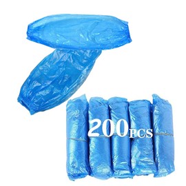 Aisetmoon 200Pcs Disposable Arm Sleeves, Plastic Oversleeves Protector PE Sleeve, Elastic on Cuff for Arm Protection, Disposable Arm Covers Waterproof Painting. Blue 15.7 Inches