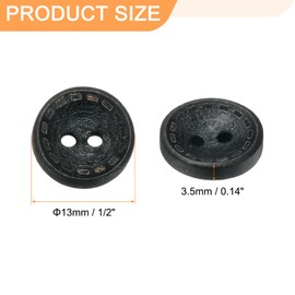 HARFINGTON 10pcs 20L Wooden Sewing Button 1/2"(13mm) 2 Holes Wood Round Craft Replacement Buttons for Sewing Clothing Pillow DIY Crafts Decoration, Black