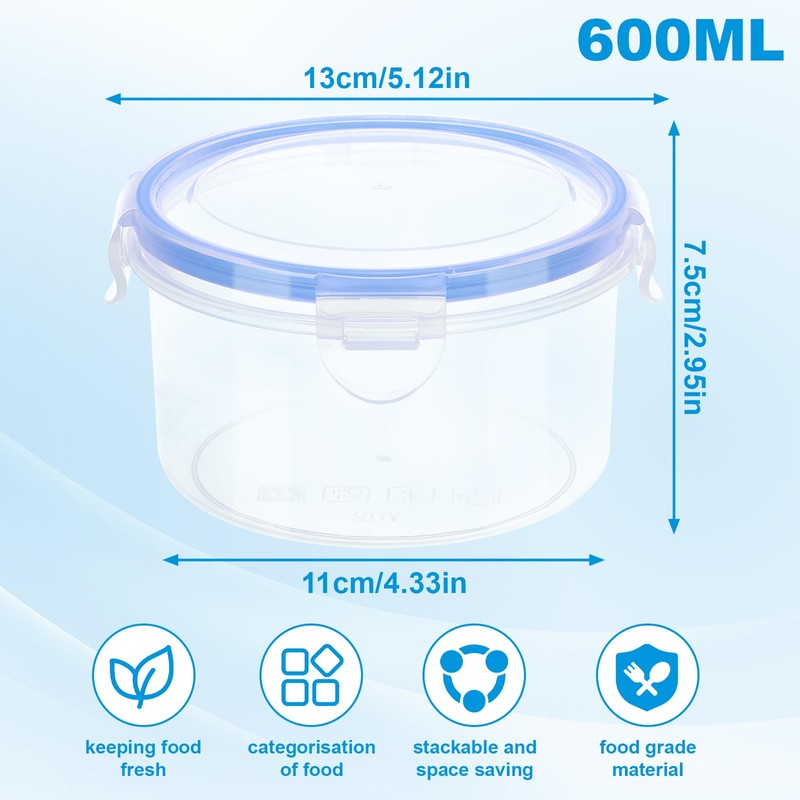 Kssvzz 6 Pack 600 ml Food Storage Containers with Lid,