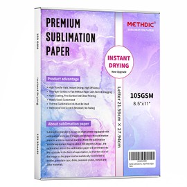 Methdic Sublimation Paper 8.5x11 Inch Instant Dry 125 Sheets Sublimation Blanks Transfer Paper For Inkjet Printer ，105gsm