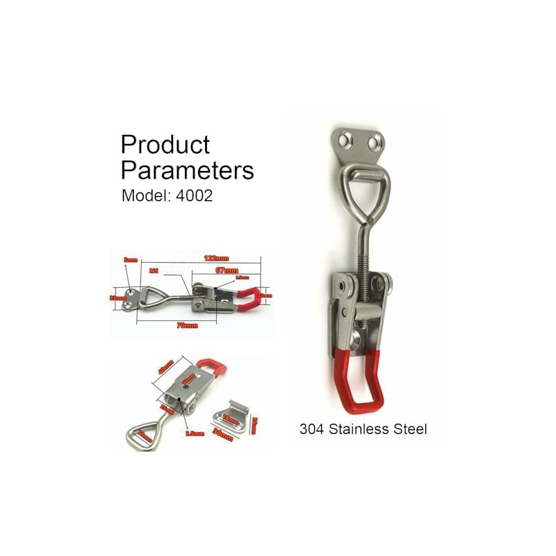 2PCS Adjustable Toggle Clamp, 122mm Toggle Catch Latch, Stainless Steel