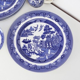 Darthome Set of 6 Blue Willow Dinner Plates 27cm Blue Ceramic Kitchen English Tableware