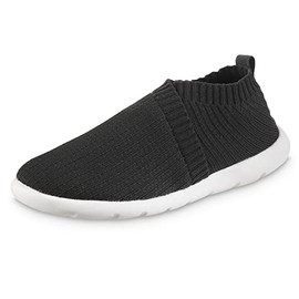 isotoner Women's Lightweight Recycled Stretch Sport Knit Slip-On Slipper Bootie Moccasin, Black, 8