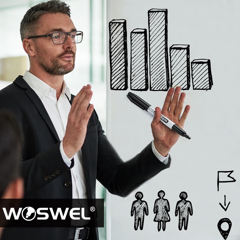 WOSWEL Dry Erase Markers Bulk, 144 Pack Black Chisel Tip